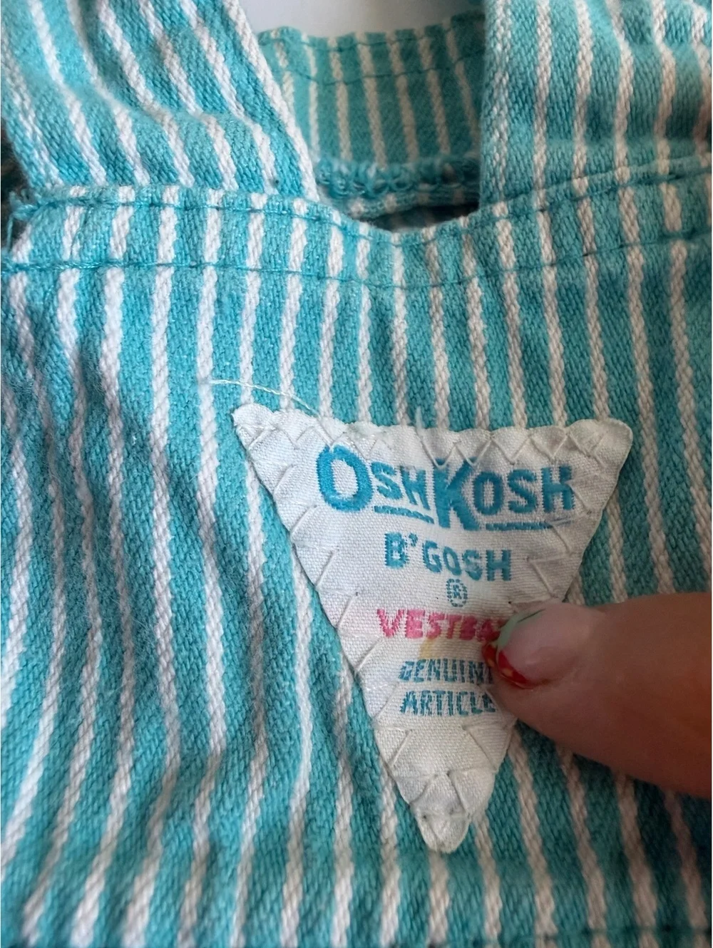 Vintage USA OshKosh B'Gosh Aqua Striped Overalls 3-6M